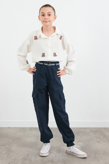 Fulla Moda Belted Cargo Pocket Jogger Girls' Trousers