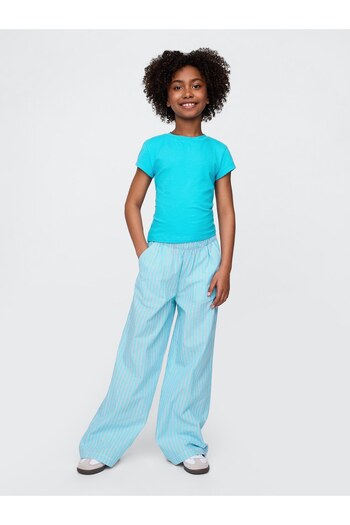GAP Kız Çocuk Mavi Poplin Baggy Pantolon
