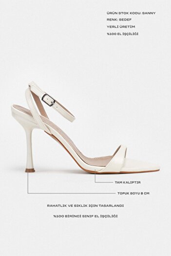 NİŞANTAŞI SHOES Sanny Sedef Matte Ankle Belt Detailed Women's Thin Heeled Shoes