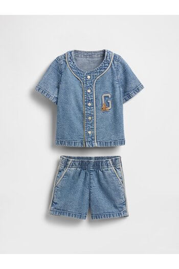 GAP Bebek Denim Mavi Denim Jersey Outfit Set