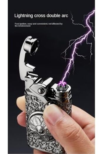 Generic AYMNOOR Vintage Dual Arc Plasma Lighter - Rechargeable USB Flameless Lighter with Unique Patterns, W