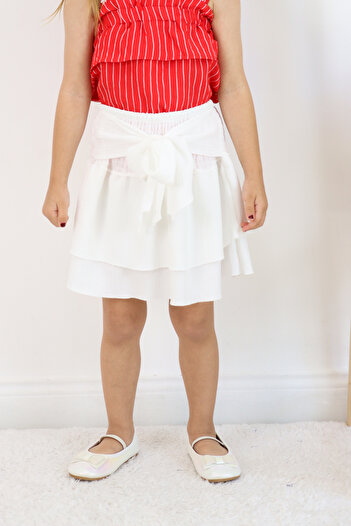 FESSHERA KİDS 🎀   Girl's Bow Detailed Gipeli Layered Skirt 🎀