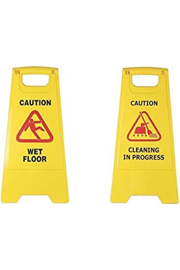 Yuwell YU WELL Caution Sign Board (Combo of 2 Pcs Sign Board,Wet Floor and Cleaning in Progress Sign Board)