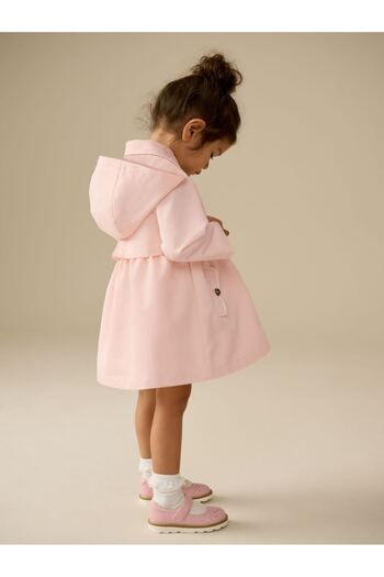 Next Baby Cotton Dust Pink Water Resistant Hooded Trench Coat / Coat