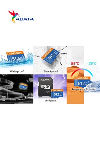 Adata Premier Memory Card MicroSDHC/SDXC UHS-I Class 10 V10 A1 with Adapter | Waterproof, Shockproof