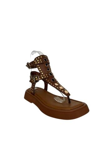 KEMAL TANCA 862 288-3 Women's Khaki Leather Sandals