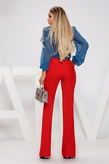 Atmosphere Fashion Flared trousers with red cuffs