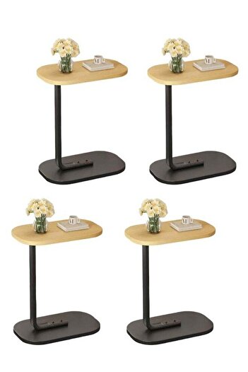 Taimi 4 pieces C-Shaped Side 45x30x60cm - Wooden Color With Black Frame