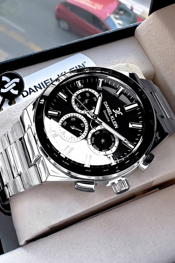 Daniel Klein Exclusive Groom's Men's Watch Waterproof Silver Black - Steel Band Gift Bracelet Dke2136C5