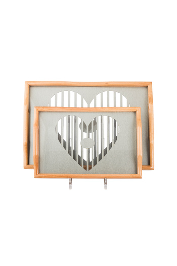 Dania 2-piece wooden and glass tray and plate set. Medium size: 33*24 cm and large size: 42*30 cm.