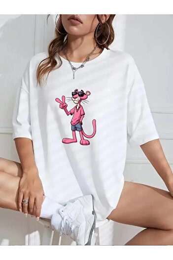 shidumanlar Tricou cu design Pink Panther Oversize