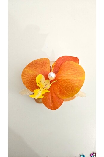 cityvision Orchid Flower Pearl Latch Buckle 10 cm Double Sided 1 Piece