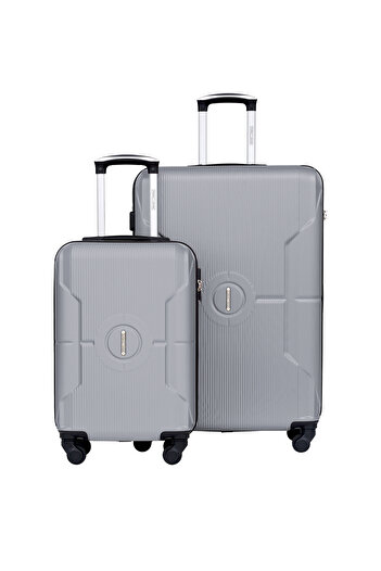 PARAJOHN 2-Pieces ABS Hard side Travel Luggage Trolley Bag Set with Lock for men / women / silver