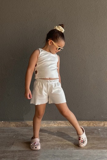 Dage Kids Side Detailed Ribbed Camisole Children's Bottom Top Set