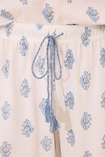 Women'secret 100% cotton white paisley long pyjamas