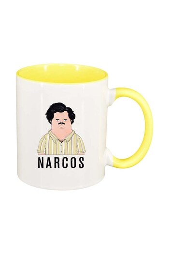 INOVATIX Cana alba personalizata, Narcos - Pablo Escobar, interior galben, D1342, INOVATIX®. 330ml