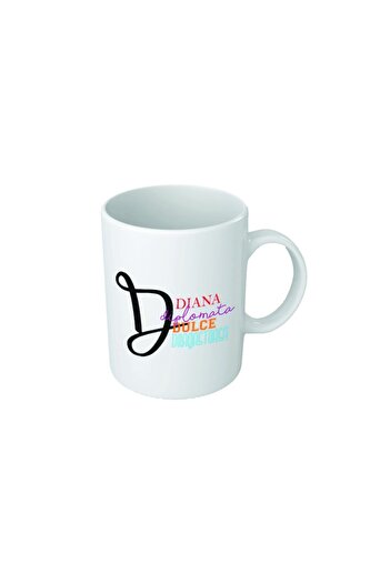 INOVATIX Cana alba personalizata, personalizata cu initiala 'D', colorat, INOVATIX®. 330ml