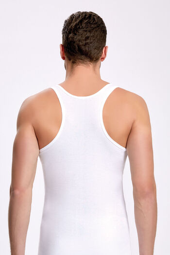 İlke 6 Pieces, 100% Cotton, Men's Rib, Rambo & Sportsman Undershirt, Absorbs Sweat, White