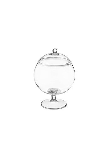 ABAREEK Multipurpose Dessert Serving Bowl with Lid and Base in Attractive Design (1 Piece) Clear/Gold