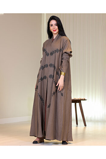 Elegant Layered embroidered silk abaya
