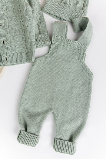 Babymod Knitwear Cardigan 3-Piece Adjustable Strap Knitted Baby Boy Salopet Jumpsuit Set