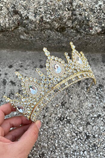 Hobigram Eveline Silver Gold Princess Tiara – Sparkling Bridal Wedding Evening Dress for Sparkling Tiara Model