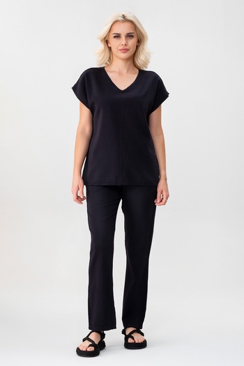 Bold & Young Women's Double Pocket Elastic Waistband Trousers
