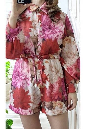 GLAMSI Cotton Jumpsuit With 3D Floral Prints