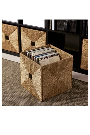 IKEA Knıpsa, καλάθι με θαλάσσιο υάλινο 32x33x32 cm