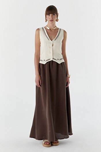 Shopping Shop Υφασμάτινη φούστα Modal με τσέπες ΚΑΦΕ