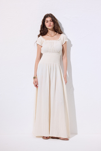Manuka Muslin Tight Dress Beige
