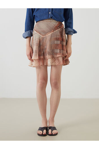 LC Waikiki New Season Patterned Mini Skirt with Zipper at the Waist - S5Ps63Z8