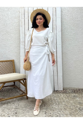 KÜÇÜĞÜM BUTİK White Muslin Tie Skirt
