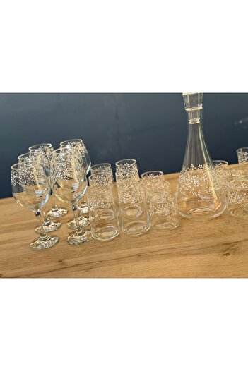 Hediye Köşkü 31 parça 6 Kişilik Lüks Sarmaşık Desenli Su Takımı Vitrin İçi