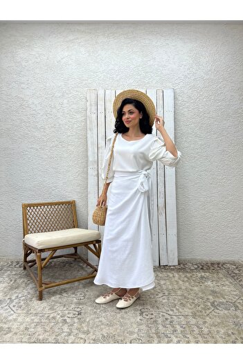 KÜÇÜĞÜM BUTİK White Muslin Tie Skirt