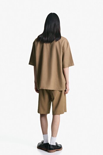 Bershka Keten karışımlı loose fit jogger bermuda