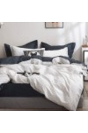 Pucioasa Double Percale Bedding Set with White Squares, 100% Cotton, Duvet Cover 200x230cm