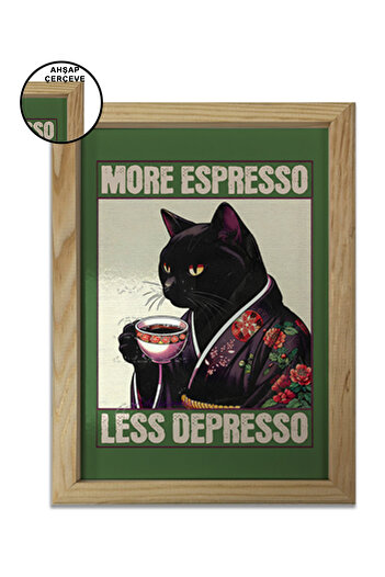 AND Ahşap Çerçeveli Kahve Temalı Tablo Üçlü MDF Poster Tablo Duvar Dekoru (21x30 cm)