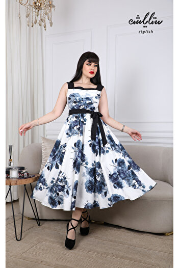 Stylish Elegant black and white floral dress