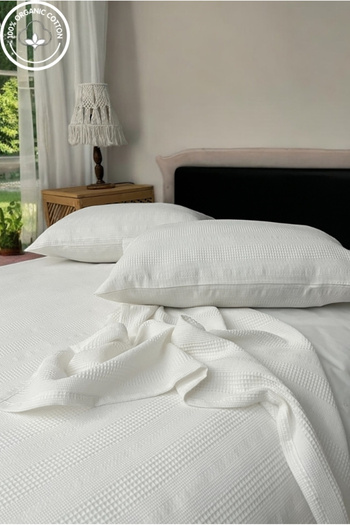 VESSİNOHOME 100% Cotton Border Pique Set (1 Pique + 2 Pillowcases) Anti-Sweat, Stylish Design