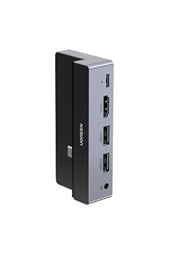 Ugreen Adaptor HUB aluminiu 5-în-1 UGREEN CM317, USB-C - 2x USB 3.0, 1x USB-C, HDMI, 1x Mini Jack 3.5 mm, S