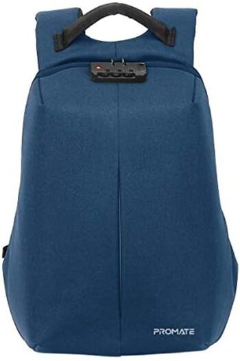 Promate Travel Laptop Backpack, Shock Proof Water-Resistant 16 Inch Laptop with Coded Lock, USB Char