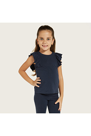 Juniors Solid Top with Ruffle Sleeves - Set of 2