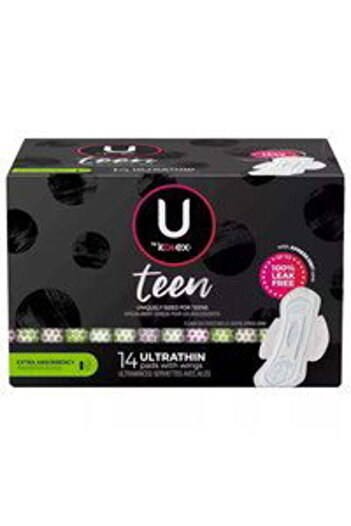 Kotex U by Kotex Balance Sized for Teens Ultra Thin Pads with Wings, Extra Absorbency - 14 pads
