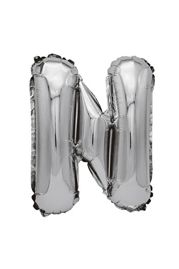 Balon made of silver metallic foil, Mirific Party, Letter N, 80 cm, Silver