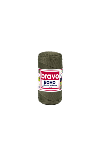 Bravo Νήματα μακραμέ από πολυεστέρα Boho 2 mm 200 gr 230 μέτρα Νο: 4 (Κωδικός χρώματος: 192) Χακί Πράσινο