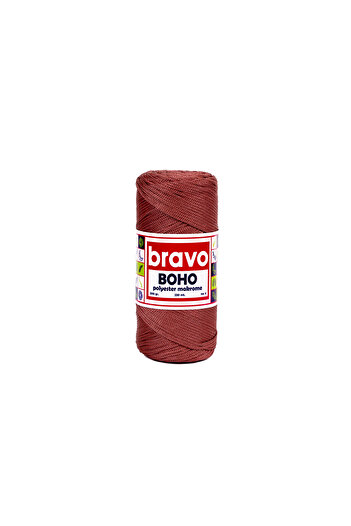 Bravo Νήματα μακραμέ από πολυεστέρα Boho 2 mm 200 gr 230 μέτρα Νο: 4 (Κωδικός χρώματος: 96) Σκούρο τριαντάφυλλο
