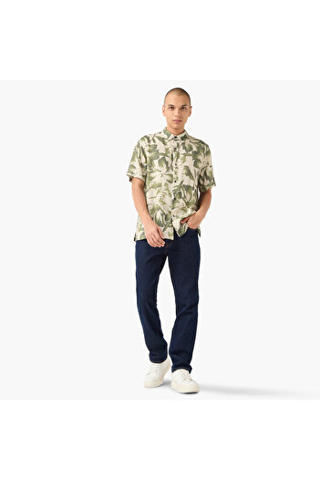 Lee Cooper Regular Fit Floral Print Slub Shirt