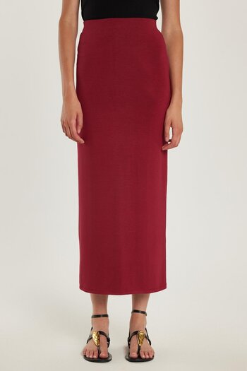 Tudors Women's Standard Fit Modal Fabric Burgundy Maxi Length Skirt