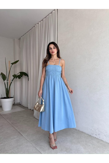 My Blog Rochie albastră cu detaliu din cauciuc - 2310